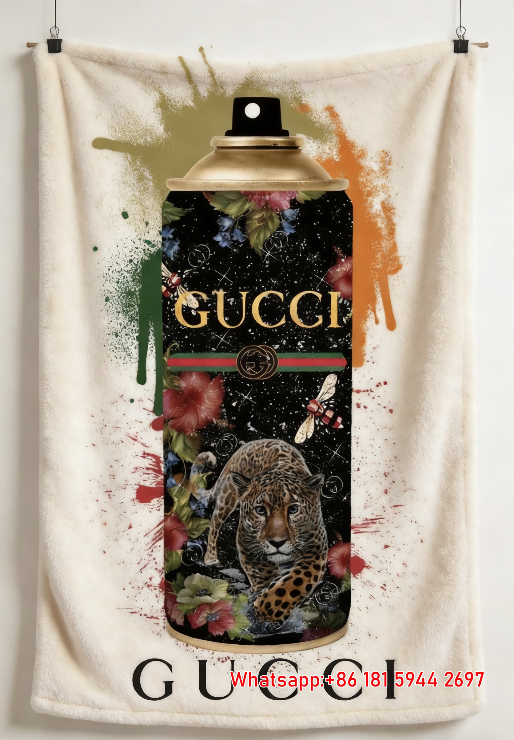 Gucci Spray Can Luxury Wildlife throw blankets IMG_2699